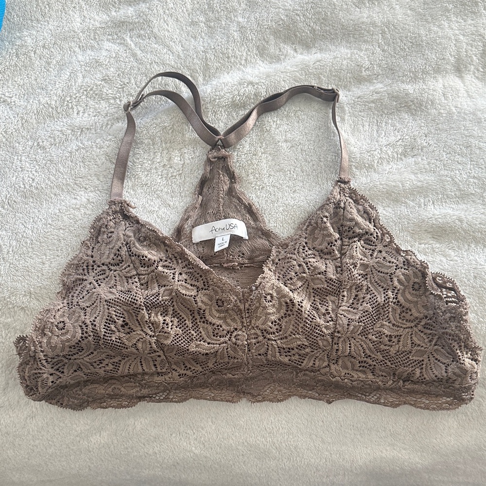 Active USA Brown Lace Bralette